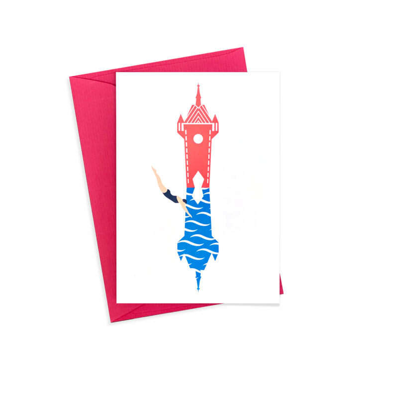 Stadtturm Baden – Postkarte mit Couvert rot