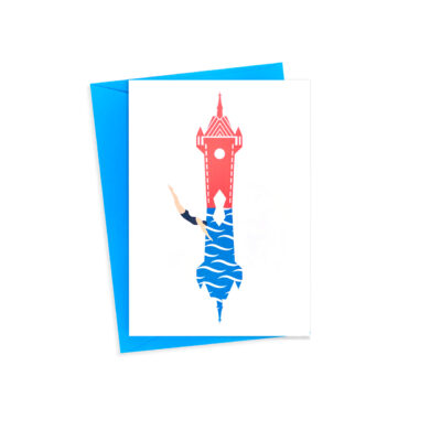 Stadtturm Baden – Postkarte mit Couvert blau
